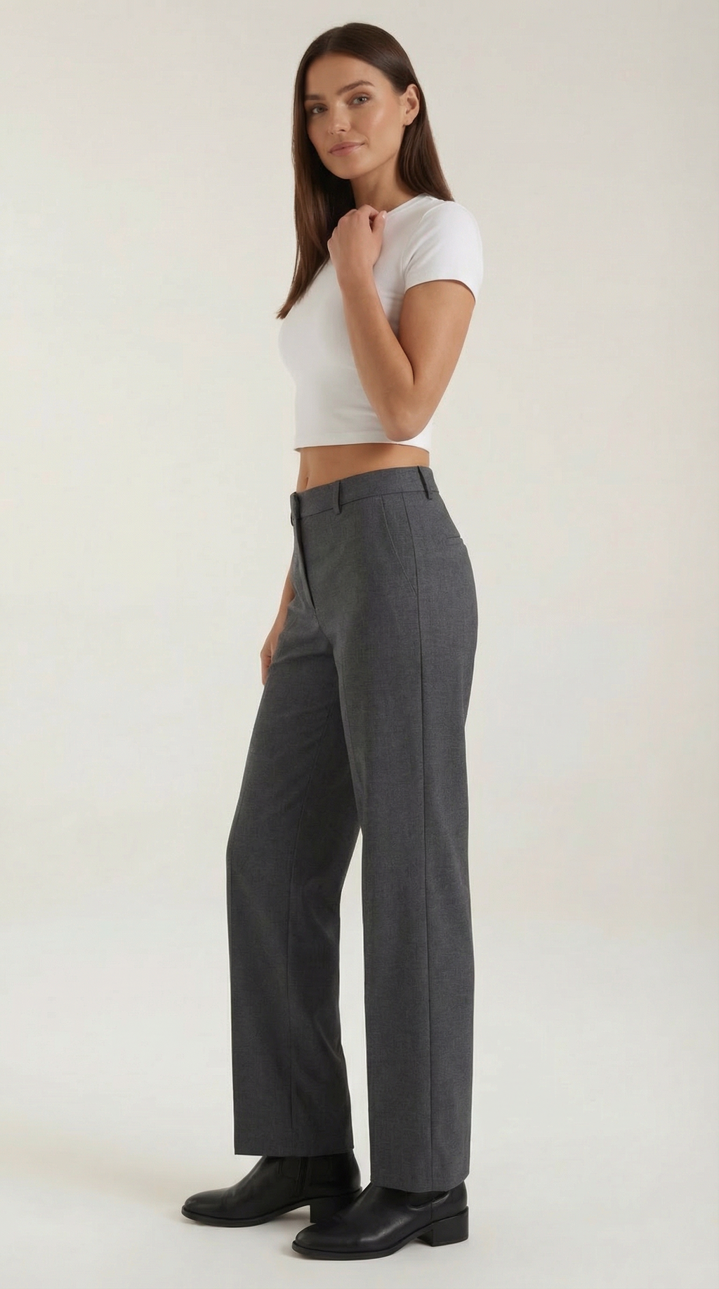 Women's Pleated Straight-Cut Trousers – High-Rise Tailored Fit & Classic Style
