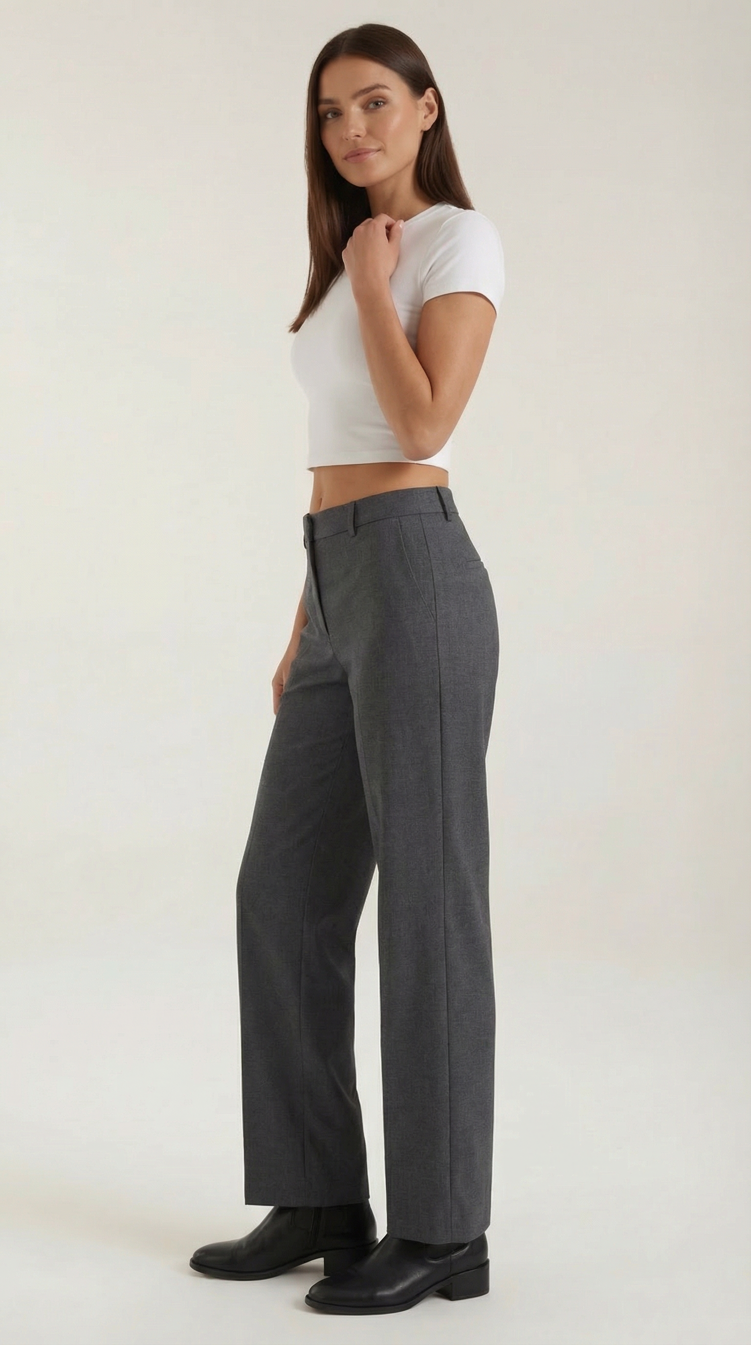 Women's Pleated Straight-Cut Trousers – High-Rise Tailored Fit & Classic Style