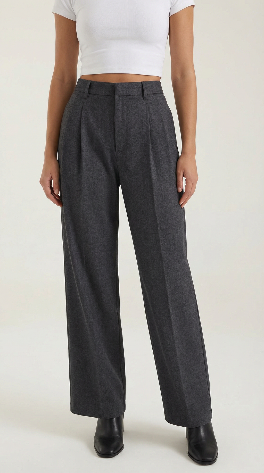 Women's Pleated Straight-Cut Trousers – High-Rise Tailored Fit & Classic Style