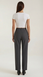 Women's Pleated Straight-Cut Trousers – High-Rise Tailored Fit & Classic Style