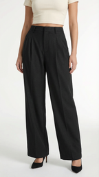Women's Pleated Straight-Cut Trousers – High-Rise Tailored Fit & Classic Style
