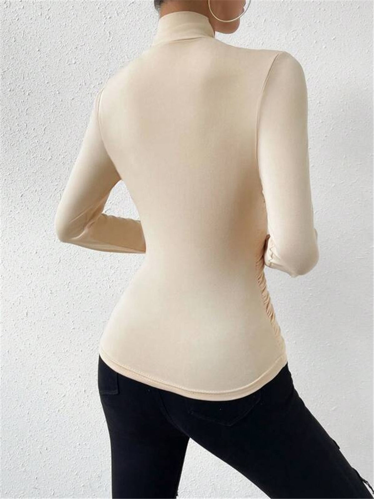 Lyra | Draped Crossover Long Sleeve Top – Chic Artisan Grace & Refined Slimming Silhouette