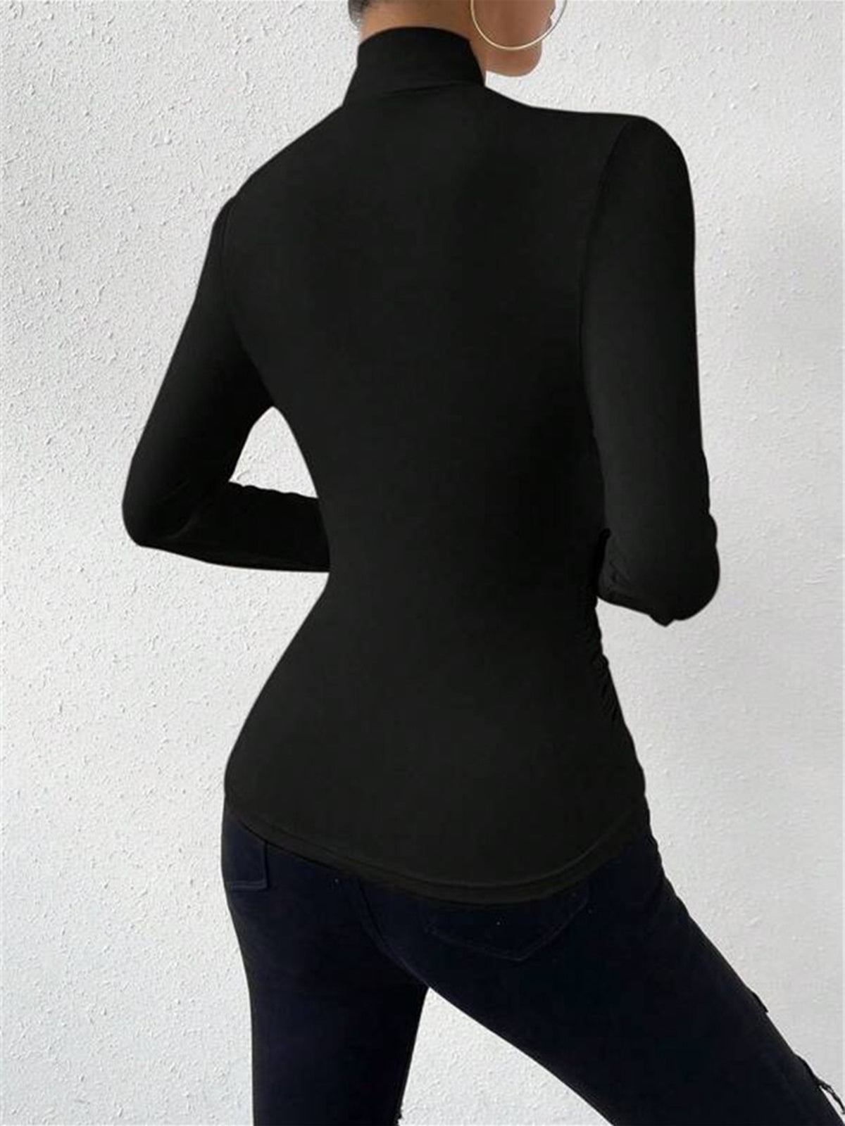 Lyra | Draped Crossover Long Sleeve Top – Chic Artisan Grace & Refined Slimming Silhouette