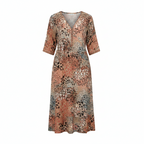 Flōre | Elegant Floral Midi Dress – Chic Artisan Grace & Refined Slimming Silhouette