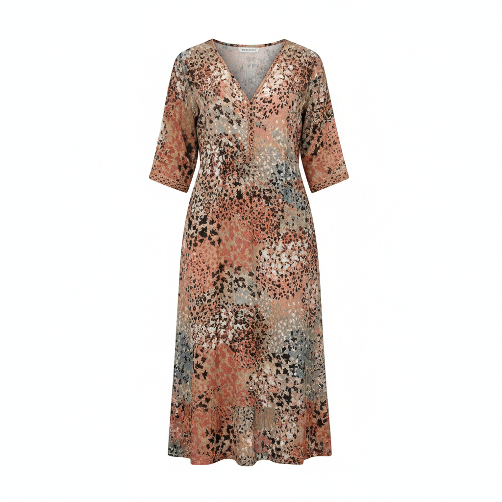 Flōre | Elegant Floral Midi Dress – Chic Artisan Grace & Refined Slimming Silhouette