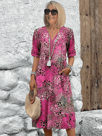 Flōre | Elegant Floral Midi Dress – Chic Artisan Grace & Refined Slimming Silhouette Blush Pink (Almost sold out)