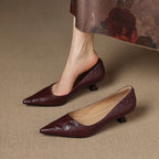 Elar | Genuine Leather Heels – Luxury Designer Block Pumps & Slimming Classic Mule Footwear Maroon