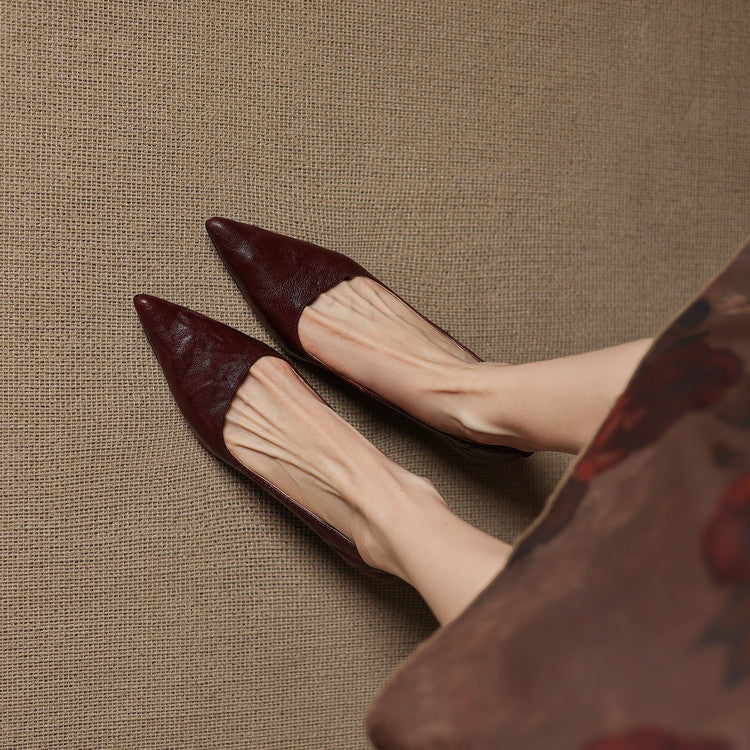 Elar | Genuine Leather Heels – Luxury Designer Block Pumps & Slimming Classic Mule Footwear