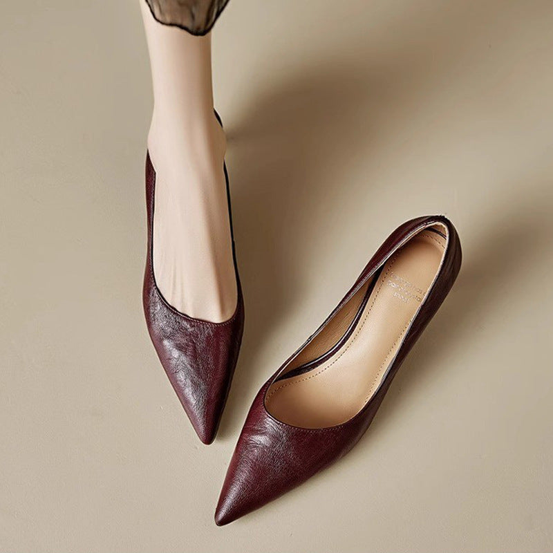 Elar | Genuine Leather Heels – Luxury Designer Block Pumps & Slimming Classic Mule Footwear