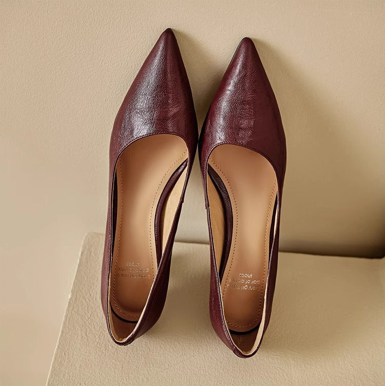 Elar | Genuine Leather Heels – Luxury Designer Block Pumps & Slimming Classic Mule Footwear