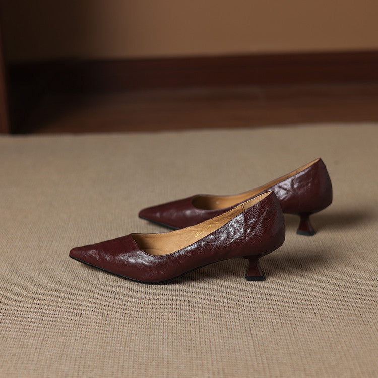 Elar | Genuine Leather Heels – Luxury Designer Block Pumps & Slimming Classic Mule Footwear