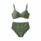 Elegant Two-Piece Bikini Set with Wrap-Front Bust and High-Waist Silhouette