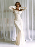 Dolce | Elegant Wedding Guest Long Sleeve Maxi Dress – Chic Artisan Grace & Refined Slimming Silhouette