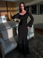 Dolce | Elegant Wedding Guest Long Sleeve Maxi Dress – Chic Artisan Grace & Refined Slimming Silhouette