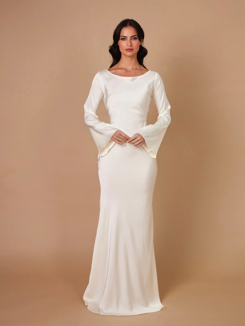 Dolce | Elegant Wedding Guest Long Sleeve Maxi Dress – Chic Artisan Grace & Refined Slimming Silhouette