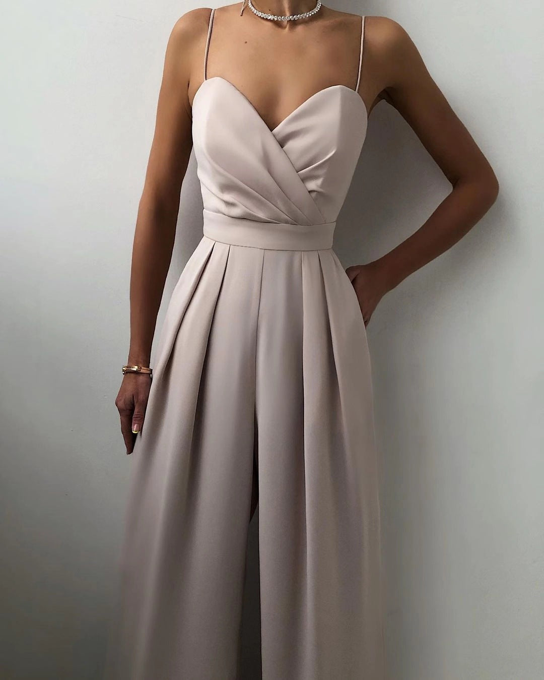 Amora | Elegant Women's Overall - High-waisted & Slender Silhouette Beige