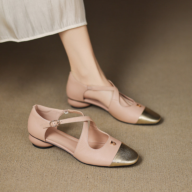Elene | Genuine Leather Mary-Jane Flats – Luxury Designer Ballet Flat & Tailored Comfort Pink