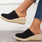 Estepona | Elevated Espadrille Wedge Mules with Sleek Closed Toe Design