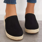 Estepona | Elevated Espadrille Wedge Mules with Sleek Closed Toe Design