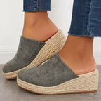 Estepona | Elevated Espadrille Wedge Mules with Sleek Closed Toe Design