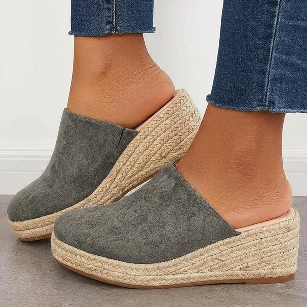 Estepona | Elevated Espadrille Wedge Mules with Sleek Closed Toe Design