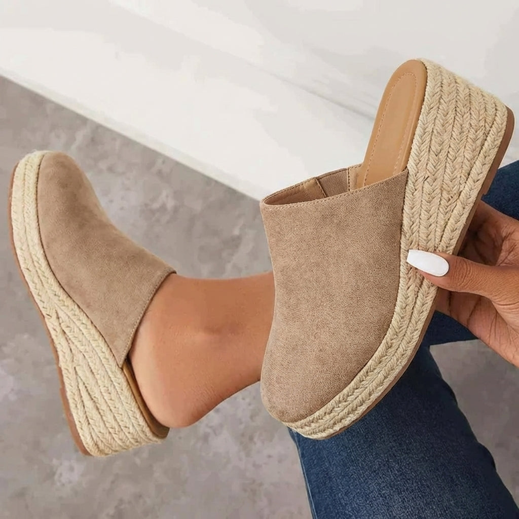 Lumi | Women’s Espadrille Wedge Mules – Sleek Closed-Toe Design & Elevated Architectural Heel