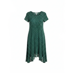 Vanity | Women’s Short-Sleeved Mini Dress – Radiant Emerald Green & Sculptural Round Neck