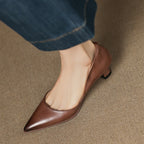 Elyia | Genuine Leather Heels – Luxury Designer Block Pumps & Slimming Classic Mule Footwear