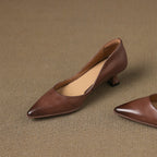 Elyia | Genuine Leather Heels – Luxury Designer Block Pumps & Slimming Classic Mule Footwear