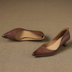 Elyia | Genuine Leather Heels – Luxury Designer Block Pumps & Slimming Classic Mule Footwear