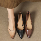 Elyia | Genuine Leather Heels – Luxury Designer Block Pumps & Slimming Classic Mule Footwear