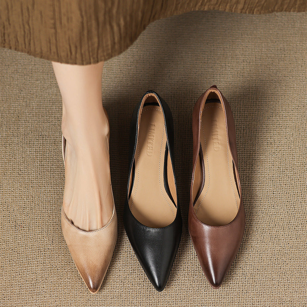 Elyia | Genuine Leather Heels – Luxury Designer Block Pumps & Slimming Classic Mule Footwear
