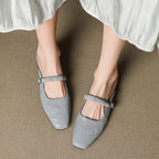 Elyne | Genuine Leather Mary Jane Mules – Luxury Designer Slip-On Block Heel & Slimming Vintage Profile