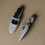 Elyne | Genuine Leather Mary Jane Mules – Luxury Designer Slip-On Block Heel & Slimming Vintage Profile