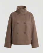 Camilla | Modern and Warm Short Jacket with High Collar Brown