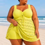 Emille - Plus Size Refined Beach Swim Dress Yellow