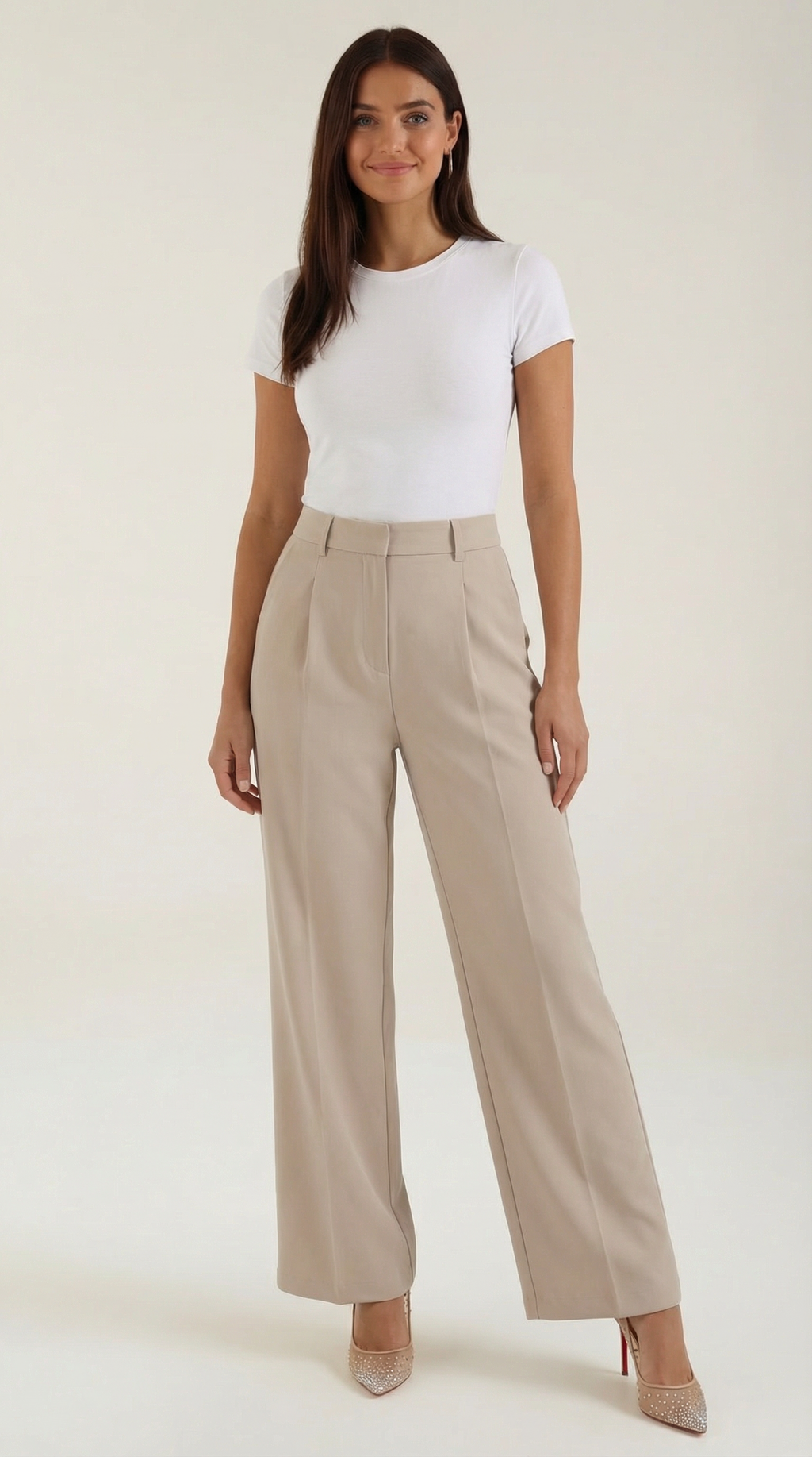 Women's Wide-Leg Trousers – Relaxed High-Waisted Fit & Flowy Silhouette Cream