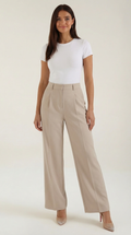 Women's Wide-Leg Trousers – Relaxed High-Waisted Fit & Flowy Silhouette Cream