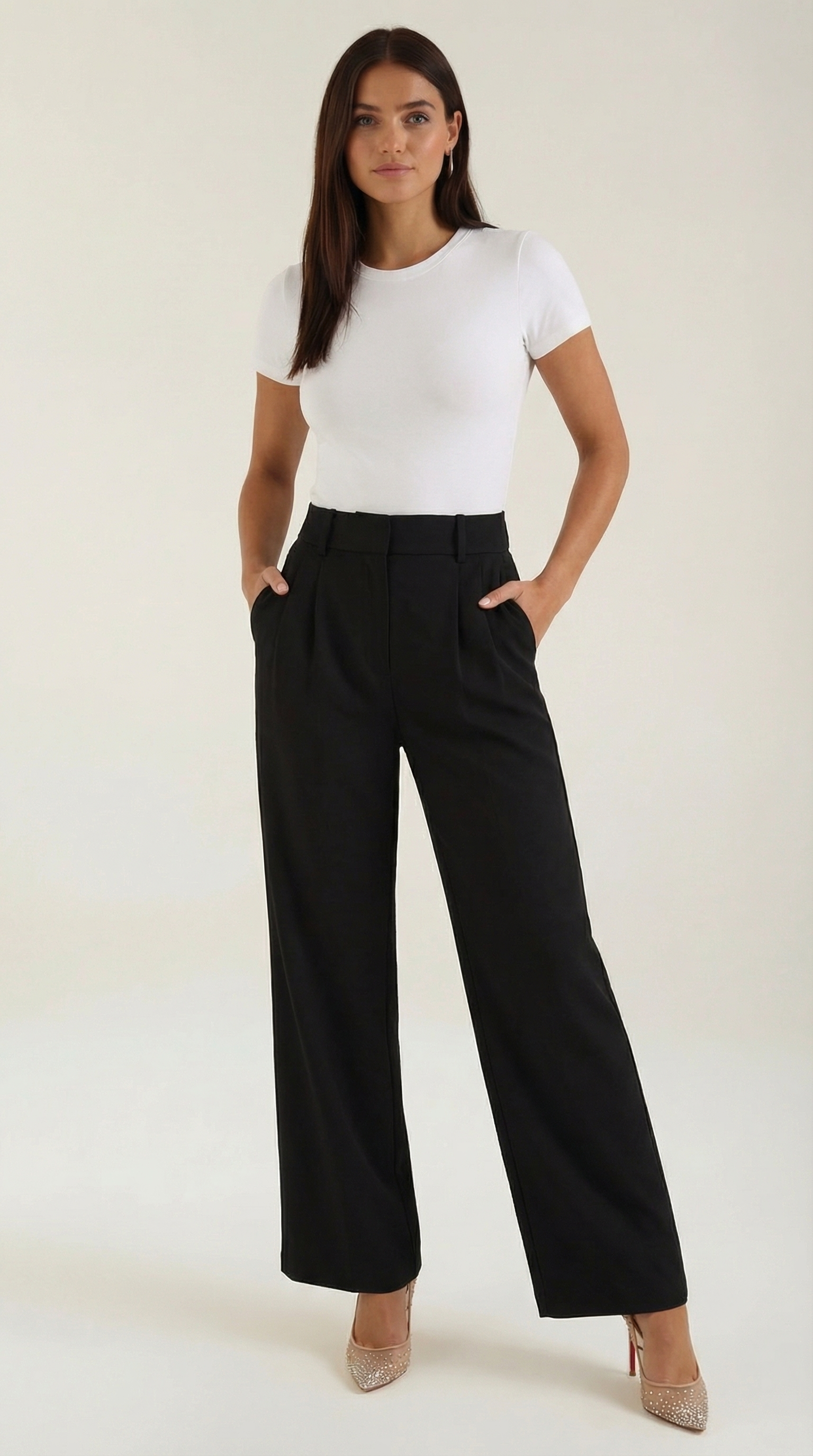 Women's Wide-Leg Trousers – Relaxed High-Waisted Fit & Flowy Silhouette Black