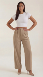 Women's Wide-Leg Trousers – Relaxed High-Waisted Fit & Flowy Silhouette Camel