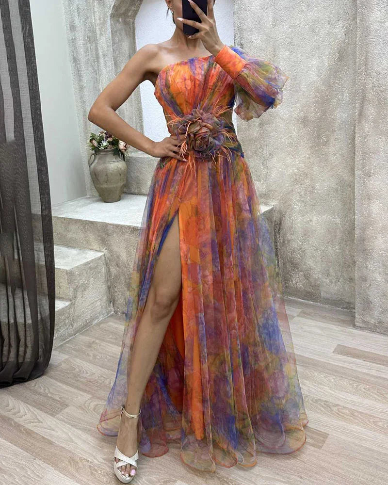 Long Elegant Tulle Dress – Flowing Lightness, Romantic Silhouette