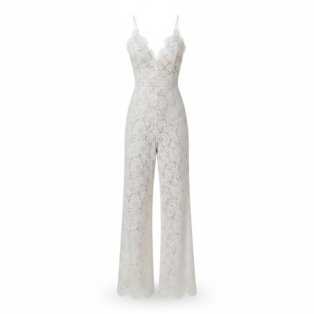 Women’s Modern Jumpsuit – Sculptural Sweetheart Neckline, Bonded Crepe & Fifth Avenue Sophistication