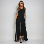 Women’s Sleeveless Casual Jumpsuit – Refined Circular Neckline, Breathable Luxe Jersey & Hampton’s Leisure Majesty black