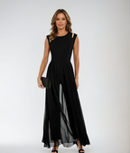 Women’s Sleeveless Casual Jumpsuit – Refined Circular Neckline, Breathable Luxe Jersey & Hampton’s Leisure Majesty