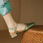 Evana | Slingback Pumps – Luxury Designer Kitten Heel & Slimming Pointed Toe Green