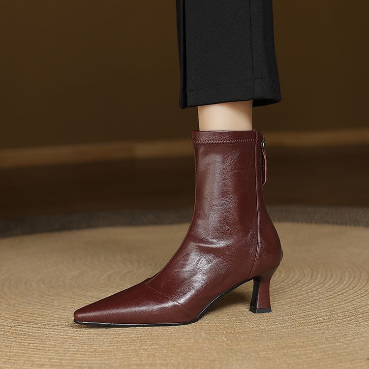 Evire | Genuine Leather Boots – Luxury Designer Ankle Booties & Slimming Tailored Chelsea Footwear Maroon
