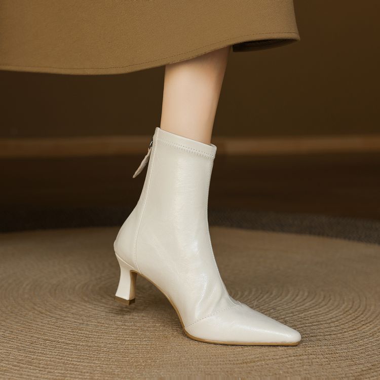 Evire | Genuine Leather Boots – Luxury Designer Ankle Booties & Slimming Tailored Chelsea Footwear Cream