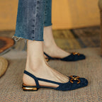 Evona | Women’s Slingbacks – Chic Artisan Pointed Toe & Refined Slimming Silhouette Blue Suede