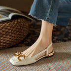 Evona | Women’s Slingbacks – Chic Artisan Pointed Toe & Refined Slimming Silhouette Cream Leather