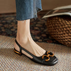 Evona | Slingbacks – Luxury Designer Pointed Pumps & Slimming Classic Kitten Shoes Black Leather